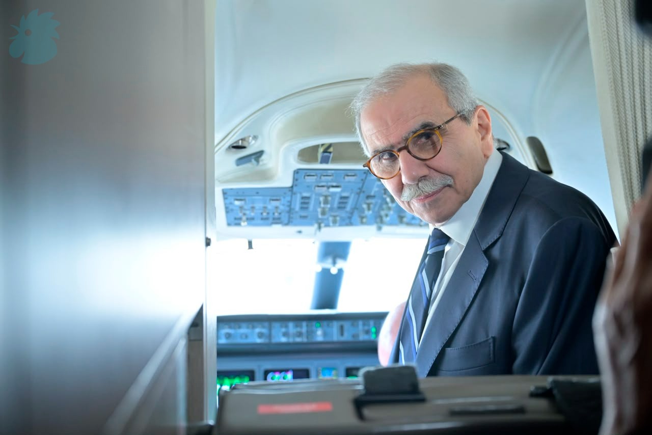 Prime Minister Nawaf Salam at Beirut Airport heading to Qlayaat Airport (Nabil Ismail).